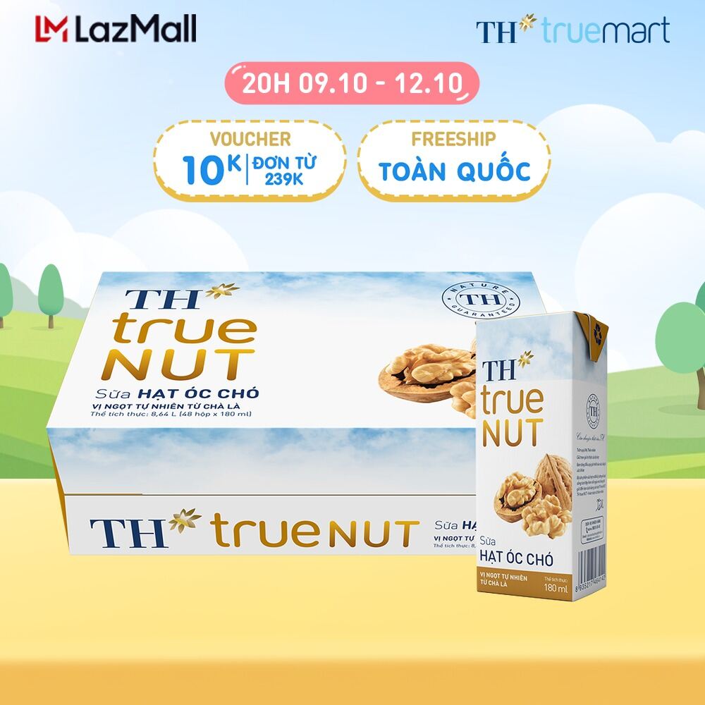 Thùng 48 hộp sữa hạt óc chó TH true NUT 180 ml (180 ml x 48)