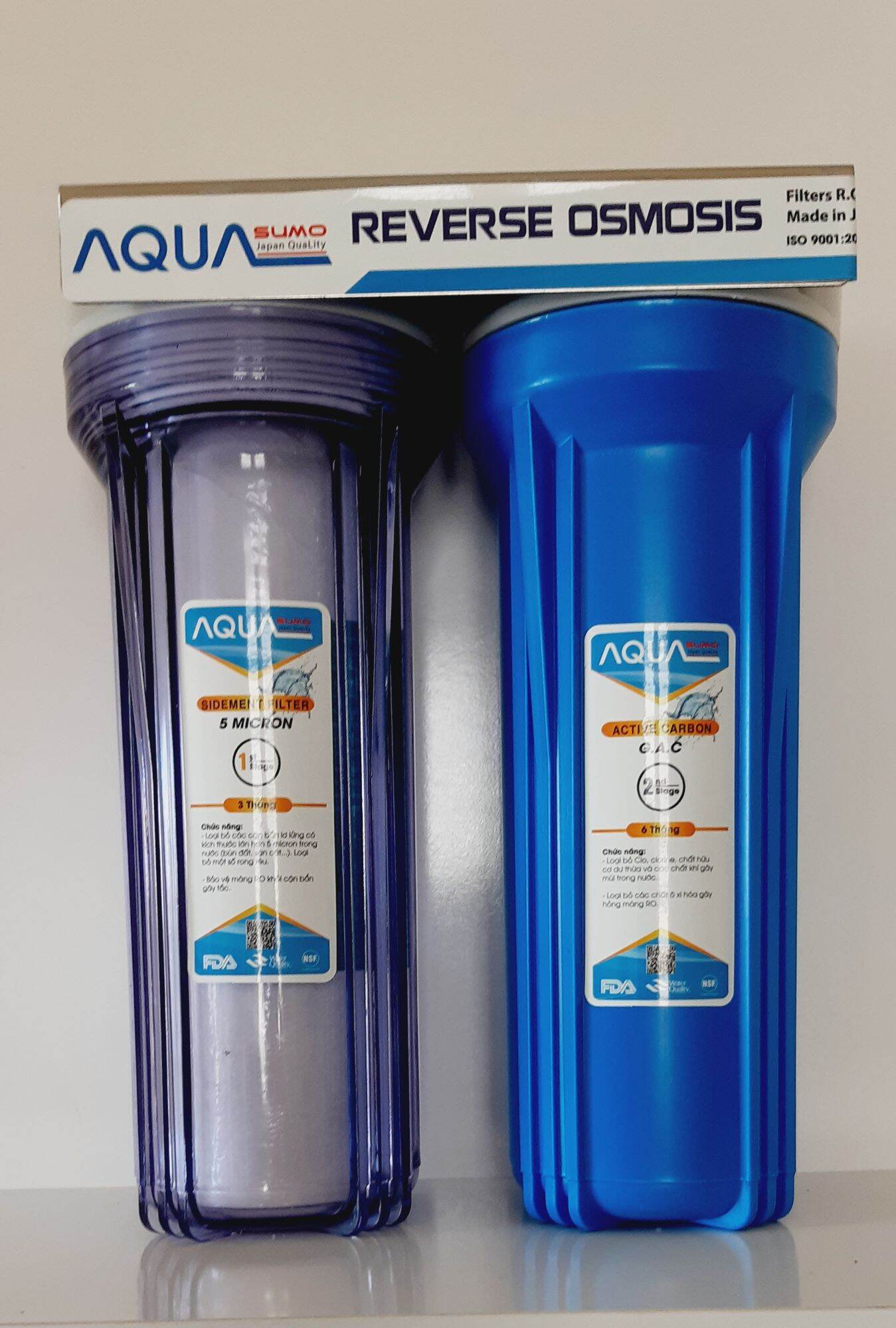 Bộ lọc sinh hoạt đôi 10 inch (1 trong 1 xanh )Aquasumo