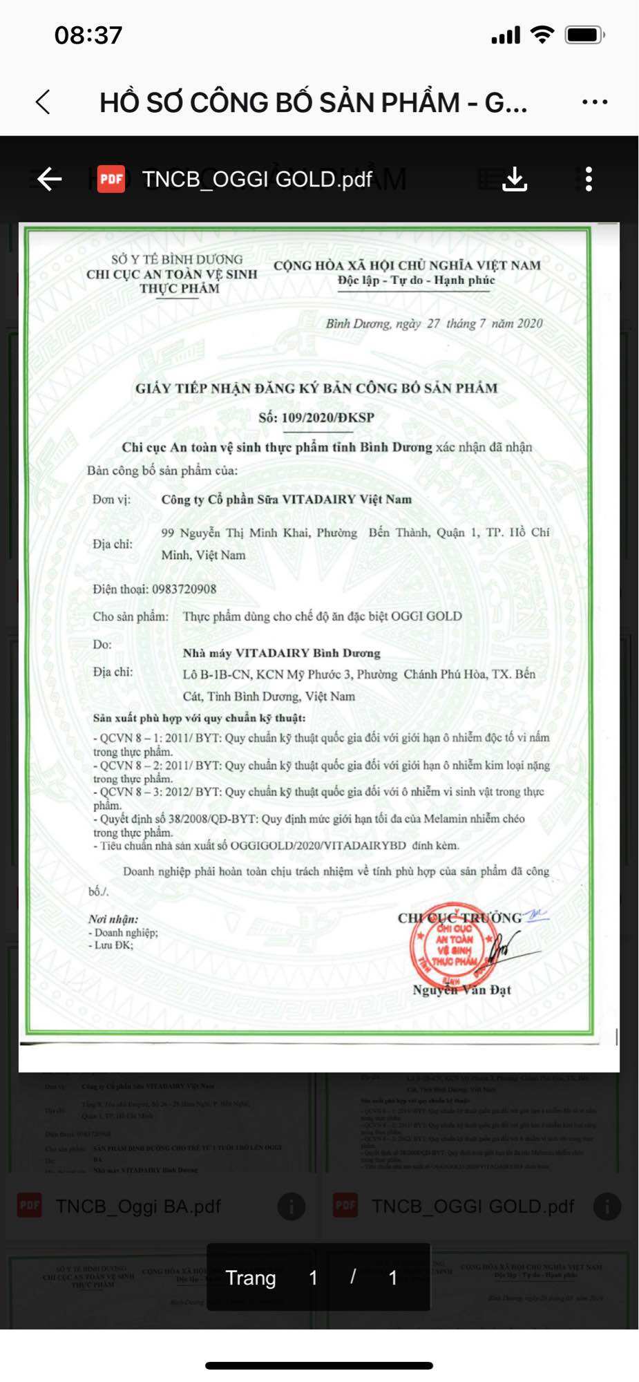 Sữa Oggi Gold lon 900g