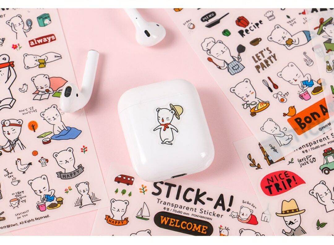 Set 6 tấm Transparent sticker trang trí