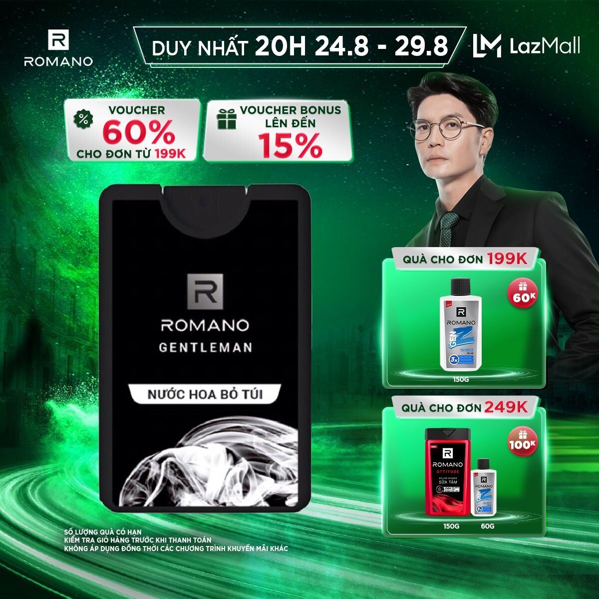 Nước hoa bỏ túi Romano Gentleman hiện đại ấn tượng 18ml