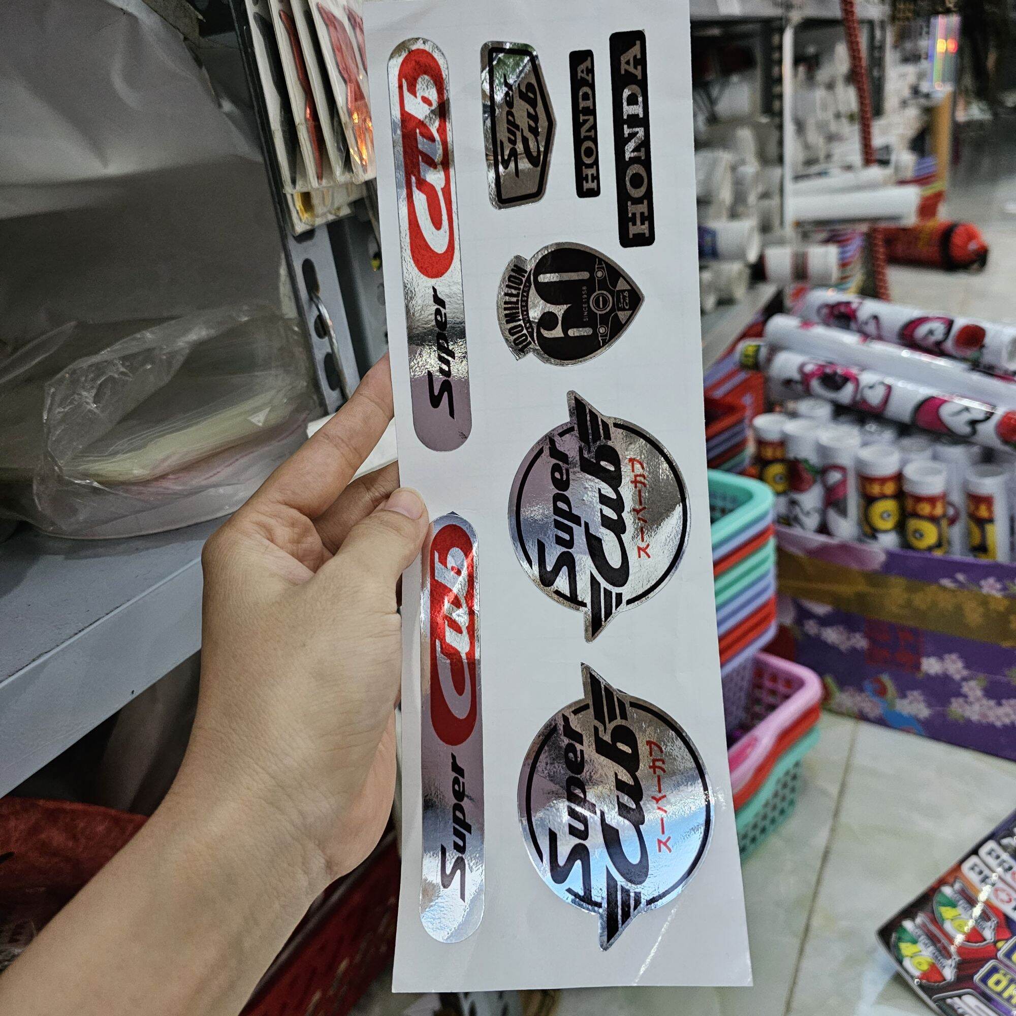 Tem logo xe super Cub honda 100 million 7 màu