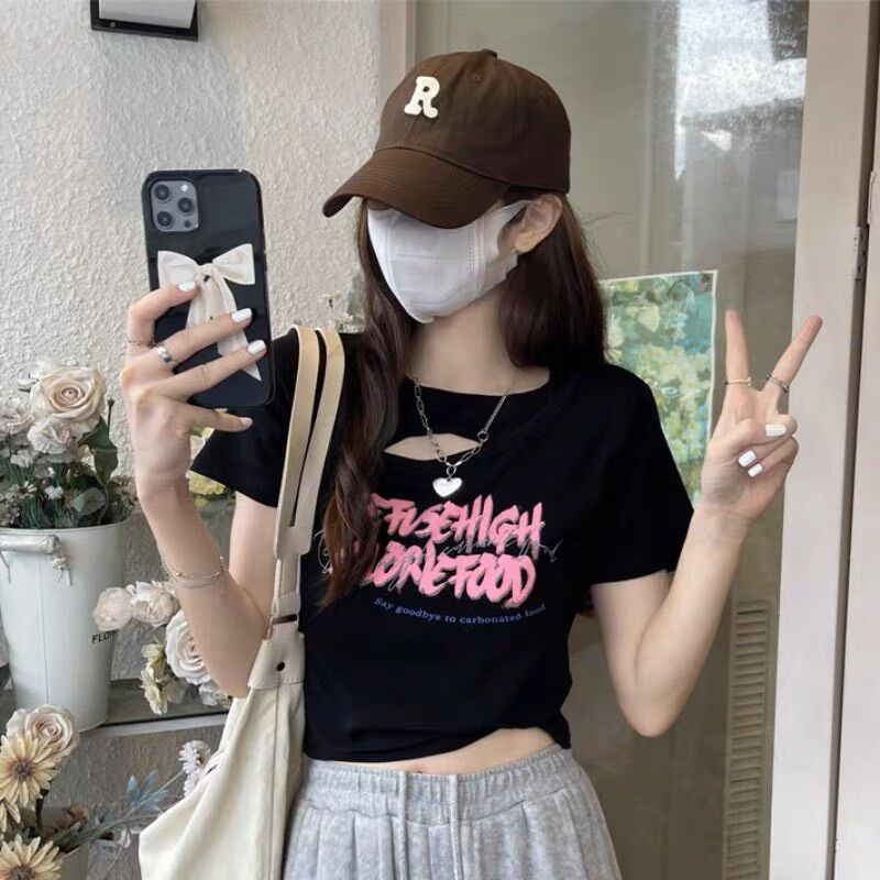 Áo croptop tay ngắn babytee rách BG