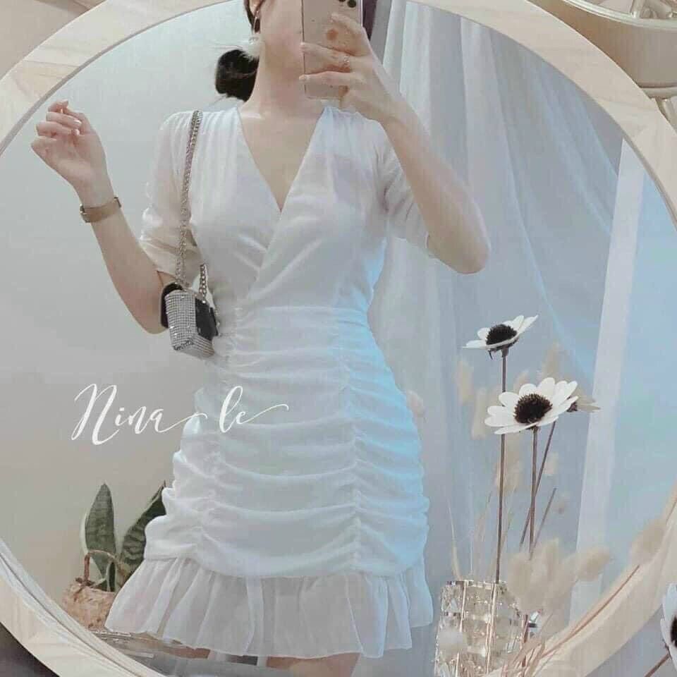 🔥Đầm cổ V nhún chân bèo