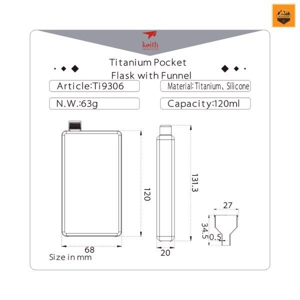 KEITH BÌNH ĐỰNG RƯỢU TITANIUM FLASK 120ml Ti9306