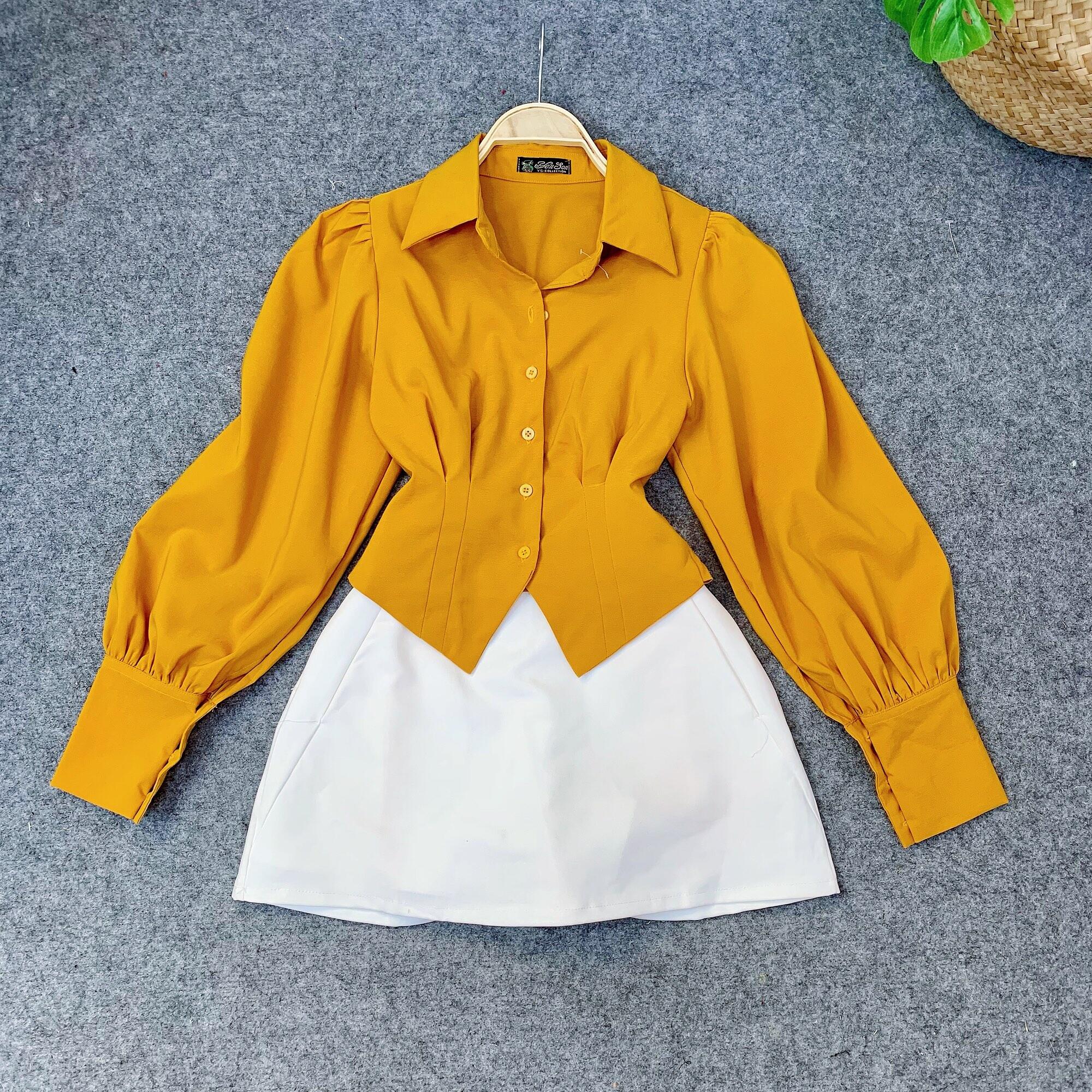 [ MÃ 52 ] ÁO SƠ MI VẠT CHÉO TAY DÀI ( ẢNH SHOP CHỤP )
