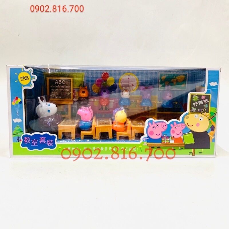 [HCM]Đồ chơi lớp học heo peppa 10 nhân vật
