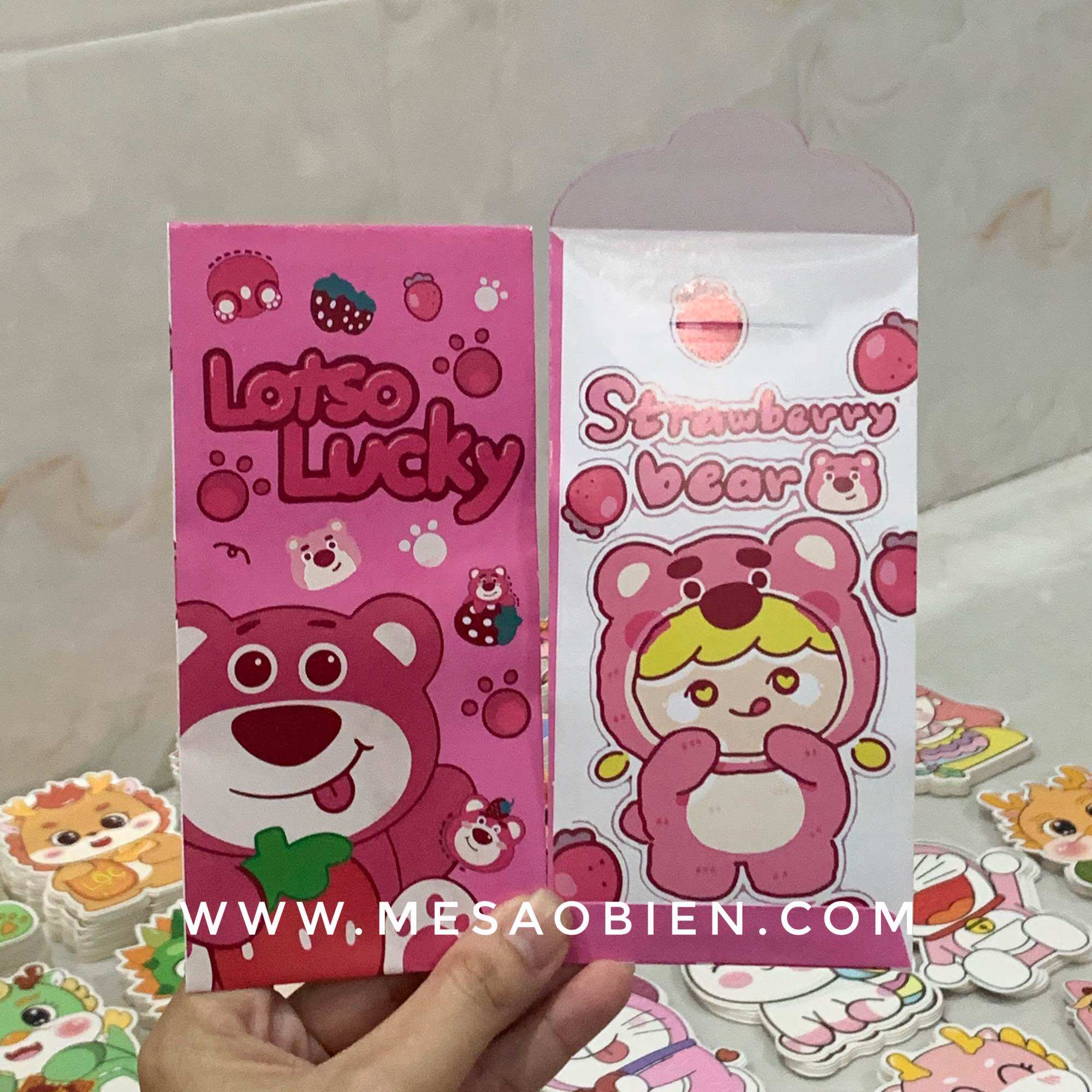 Set 10 bao lì xì Doreamon Gấu dâu Hello kitty
