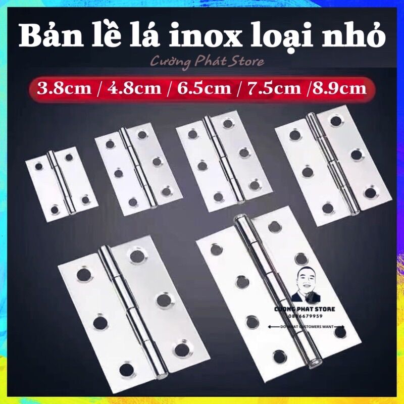 Bản lề lá inox loại nhỏ đủ các kích thước 3.8cm - 4.8cm