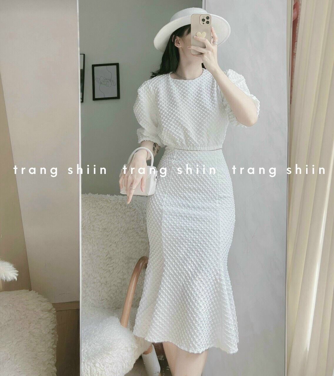 SÉT ÁO CROPTOP XỐP CHÂN VÁY ĐUÔI CÁ