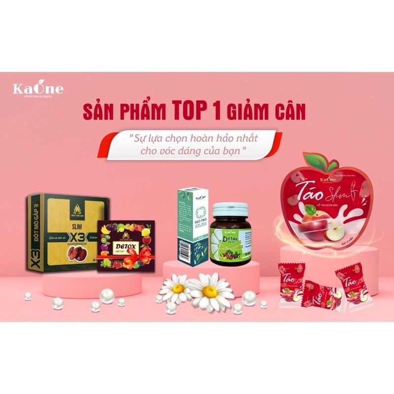Slim X3 giảm cân 🎁 Detox + Kẹo Táo giảm cân Kaone + Detox Now rau củ + Kẹo Pro xổ mỡ vành ruột