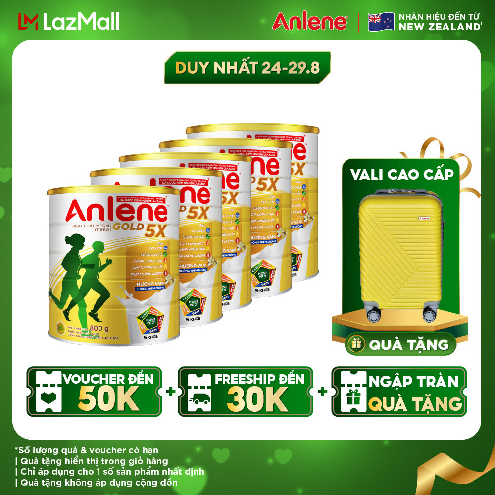 Combo 5 lon sữa bột Anlene Gold 5X hương vani 800g
