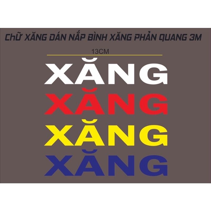 Decal chữ dán nắp bình xăng phản quang 3M ( trừ màu đen)