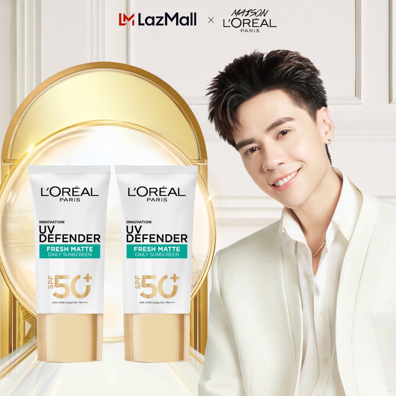  Bộ 2 kem chống nắng Mịn Nhẹ Bảo vệ da L’Oreal Paris UV Defender SPF 50+ PA++++ Kiềm dầu thoáng mịn 50mlx2 