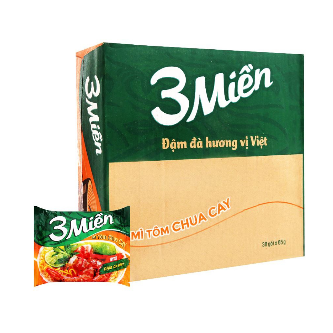 Thùng 30 gói mì ăn liền 3 miền 65 g