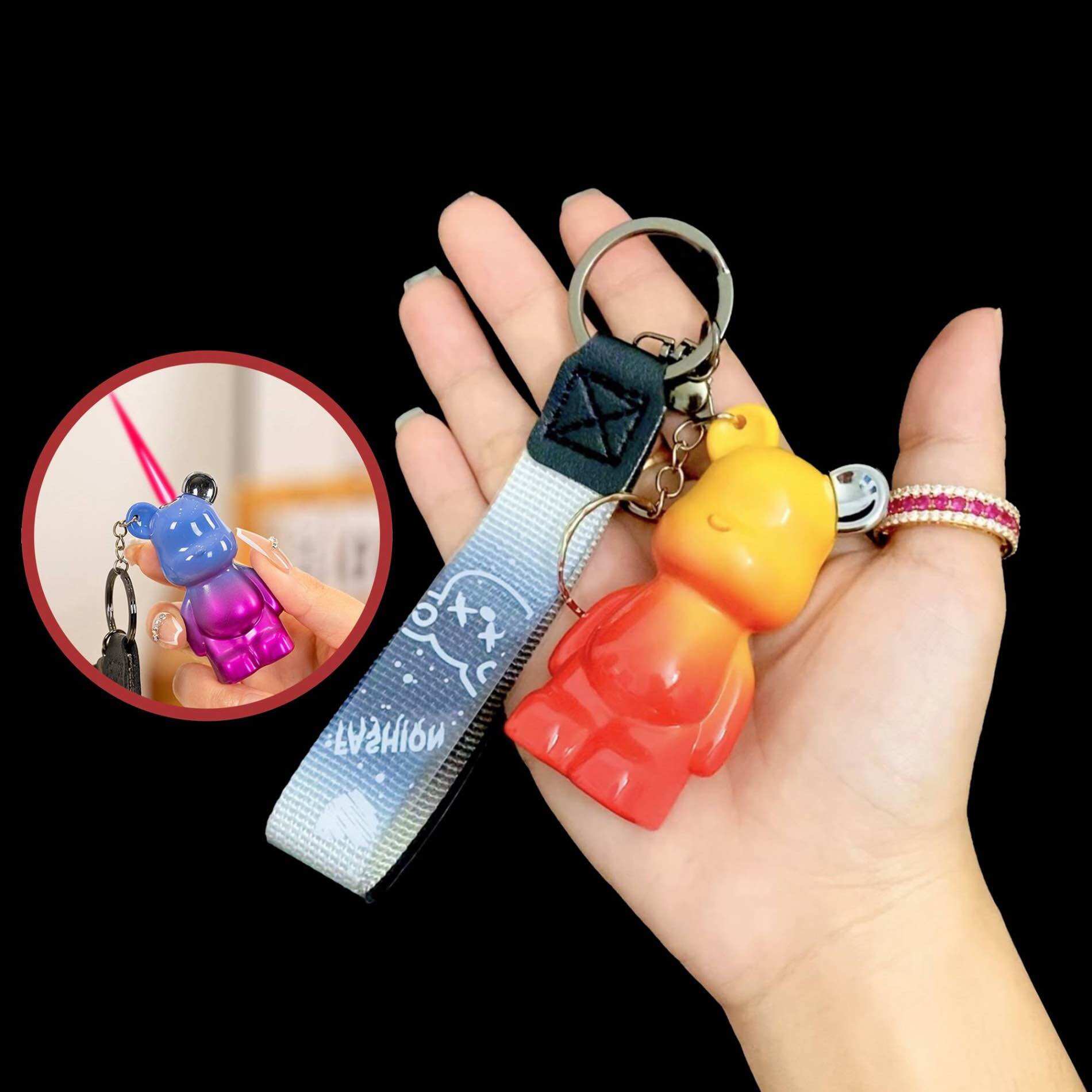 [HCM] Bật Lửa Móc Khoá Đa Năng Hình Gấu BearBrick Màu Cầu Vồng