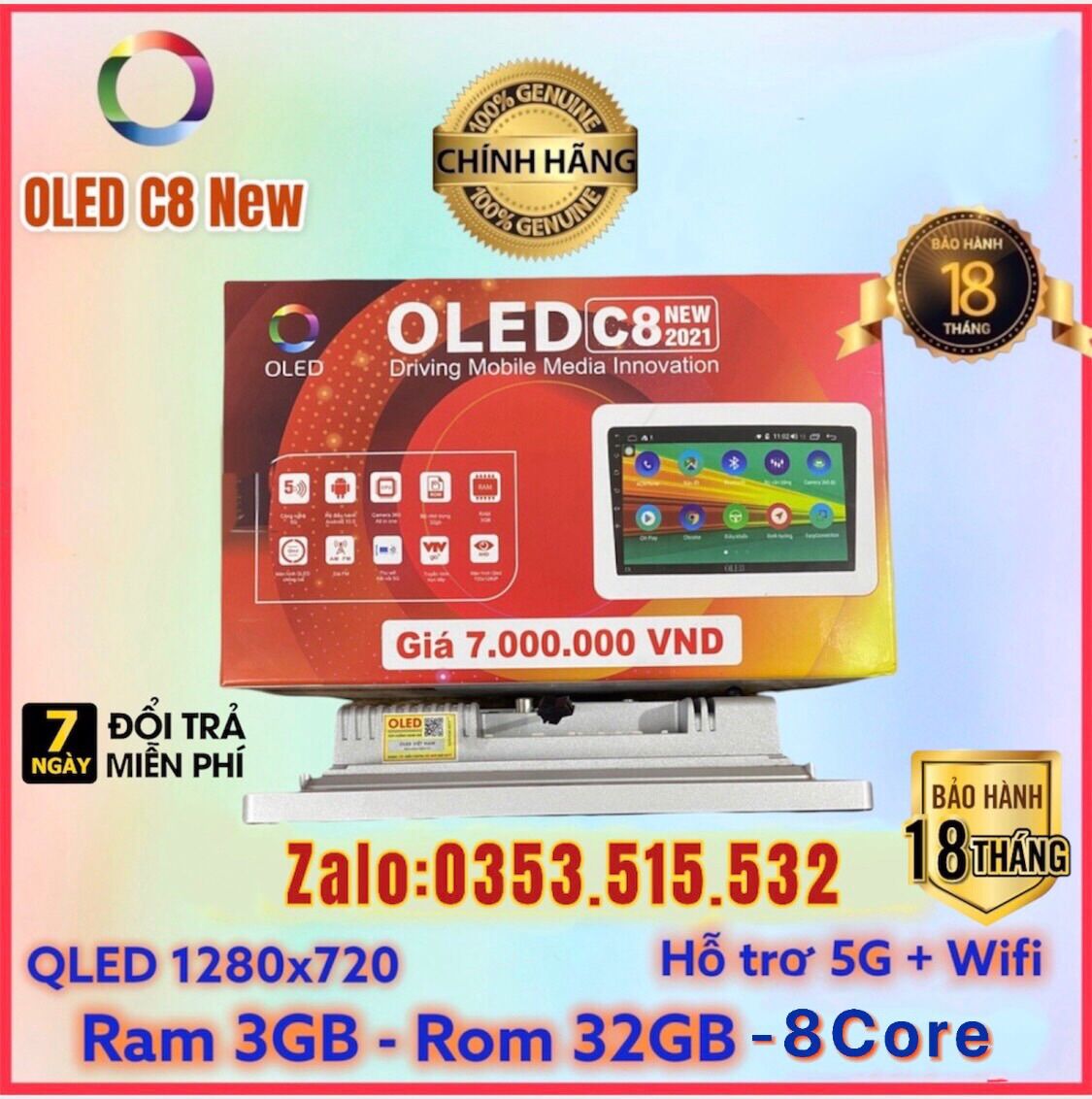 Màn hình android oled c8 new - ram 3gb - rom 32gb - 8 core