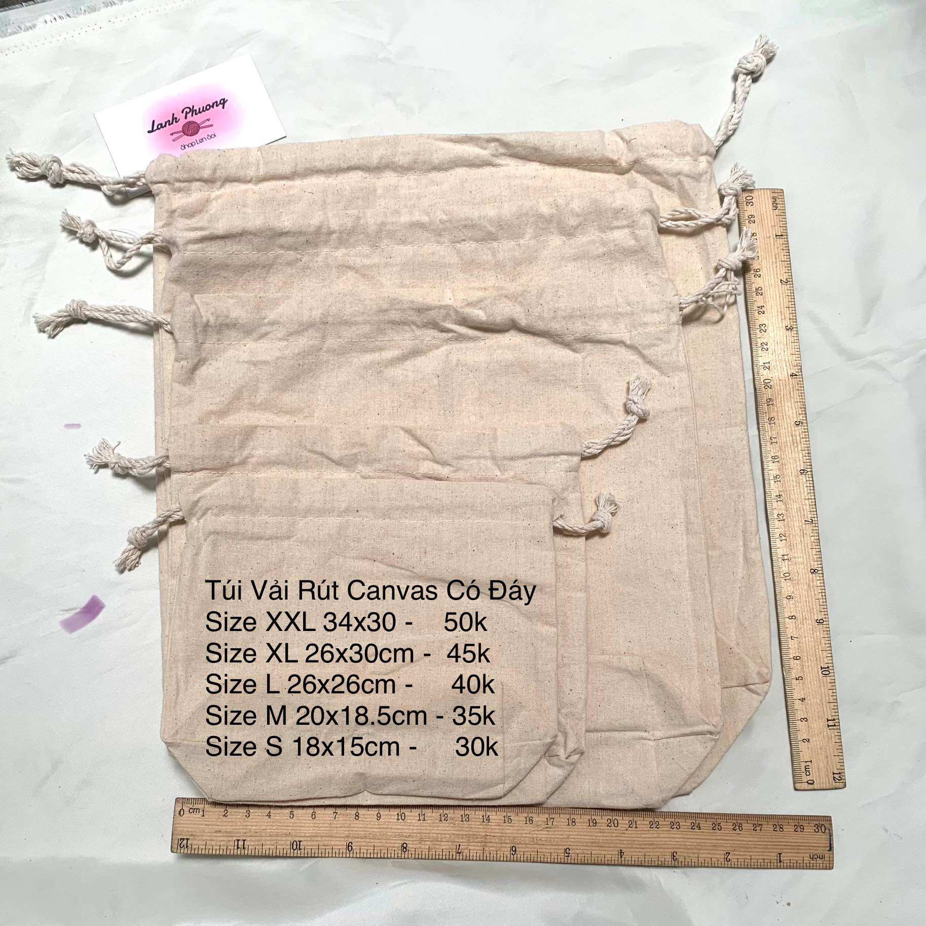 Túi Vải Rút, Vải Canvas May Sẵn