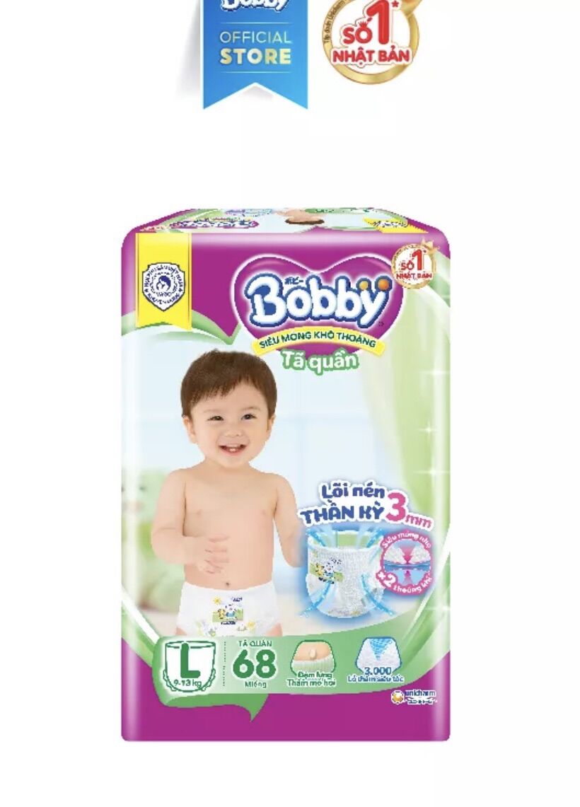 Tã quần bobby M76/ L68/XL62/XXL56 tặng thêm 6 quần