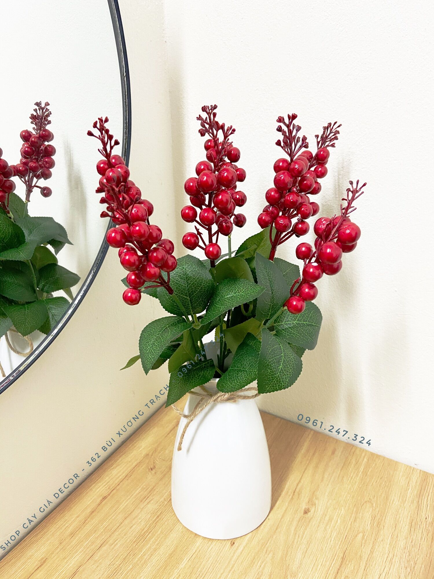 Cụm sơ ri đỏ ( cụm đào đông) giả - cụm điểm