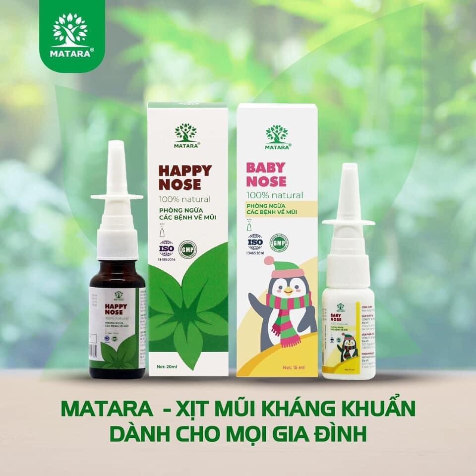 Xịt mũi ngăn ngừa vi khuẩn Matara Happy Nose 20ml - Baby Nose 15ml