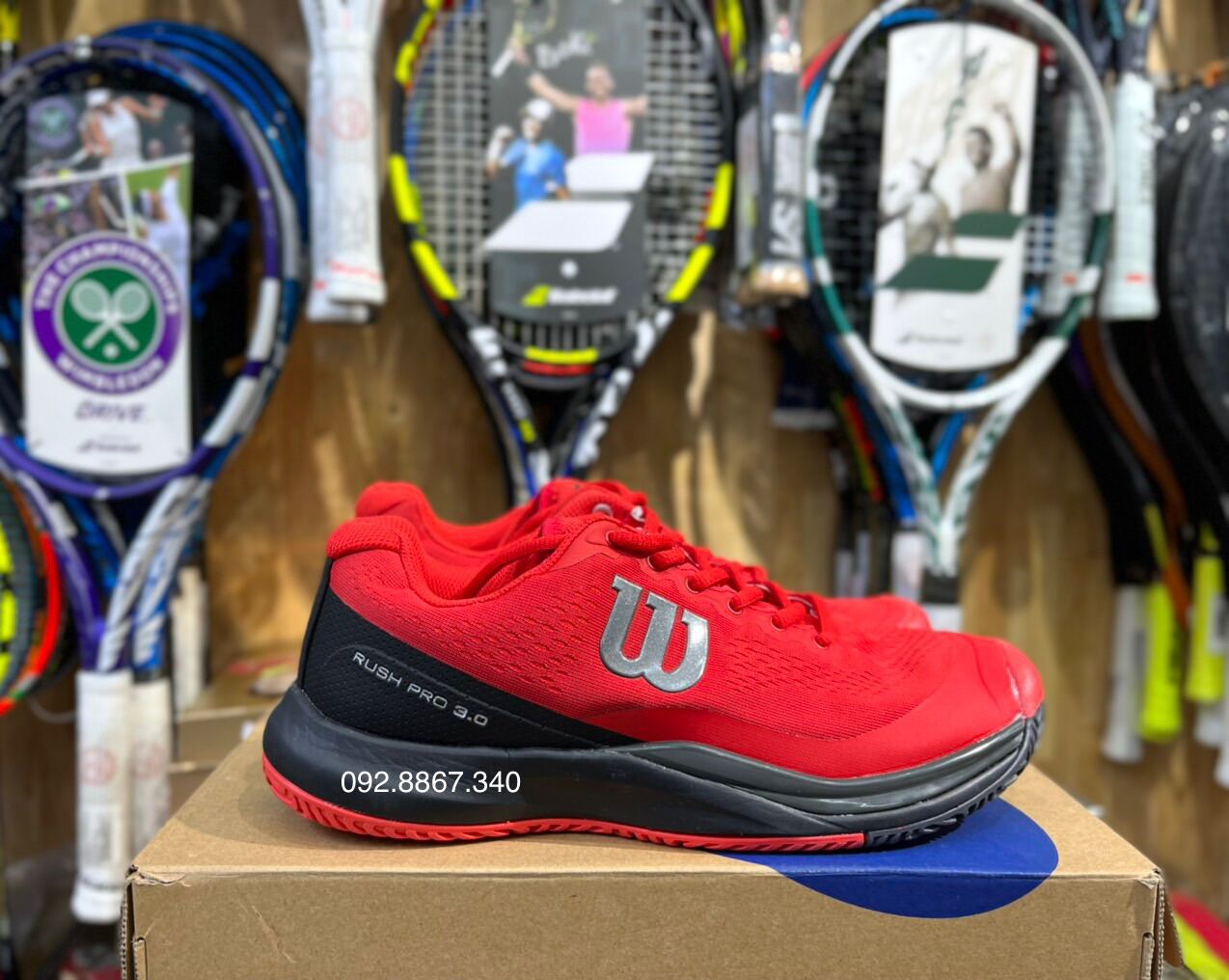 Giày tennis wilson Chuyên sân cứng nhóm.màu Red