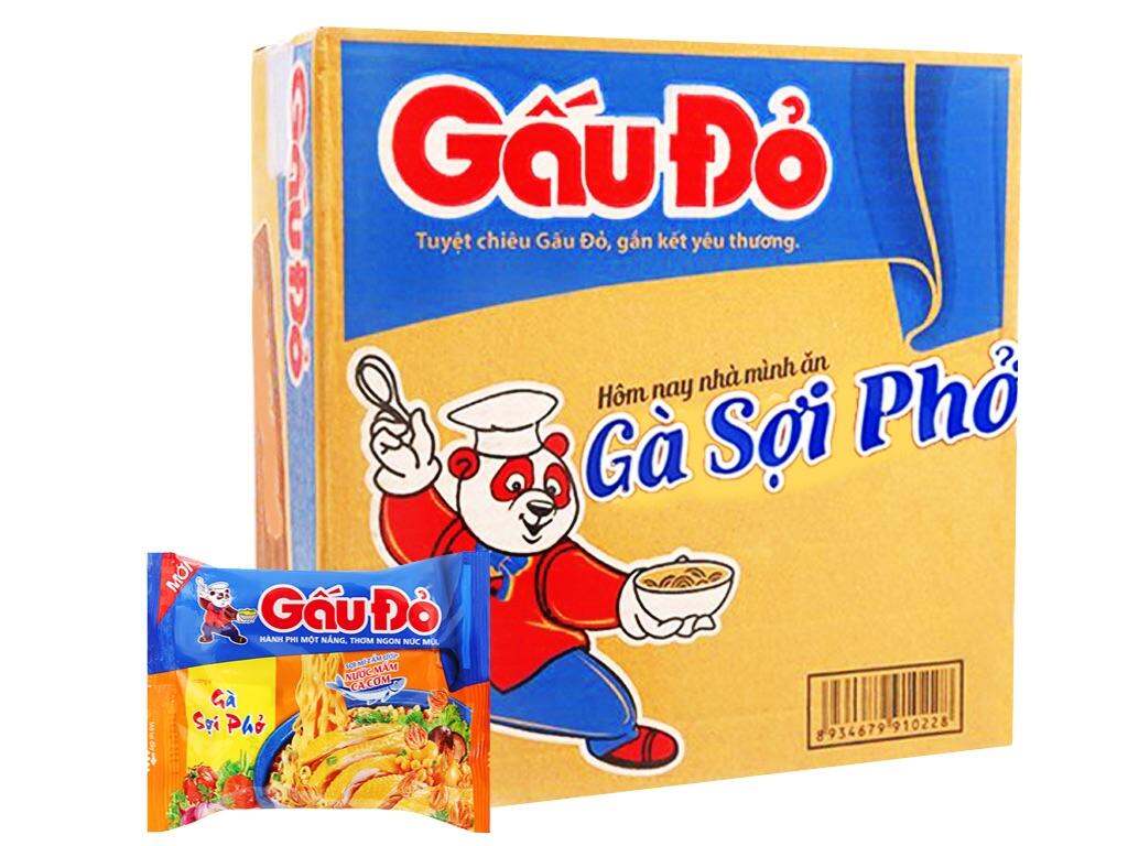 Thùng 30 gói Mì Gấu Đỏ Gà Sợi Phở 63g