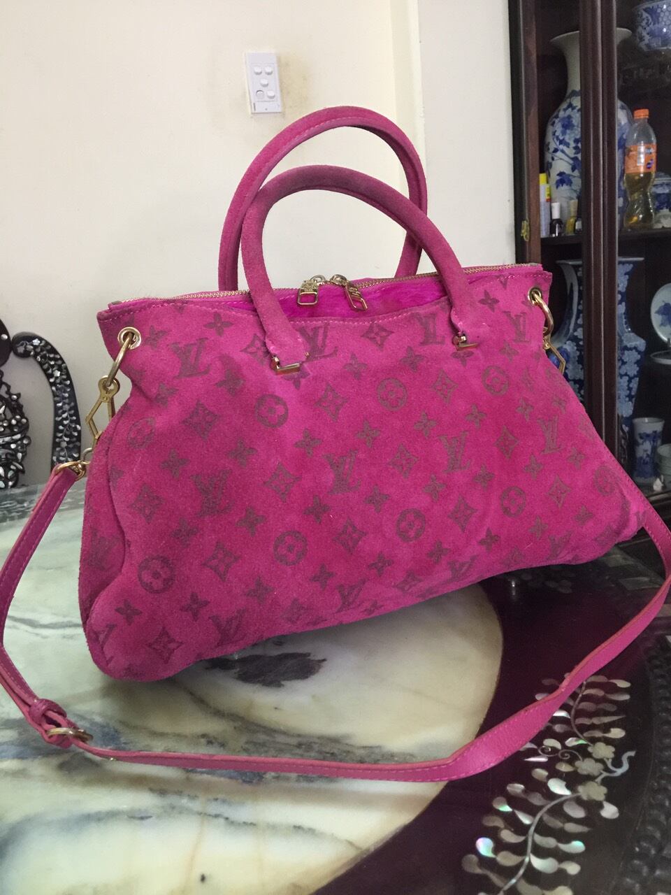 Louis Vuitton Keepall Bandouliere Monogram Mesh 50 Pink in MeshLeather  with Silvertone  US