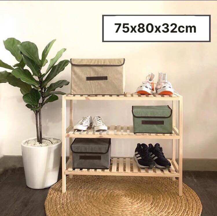 Kệ dép gỗ thông trắng nhiều tầng