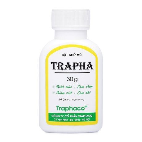 Bột khử mùi Trapha 30g, sản phẩm của công ty dược Traphaco, Việt Nam