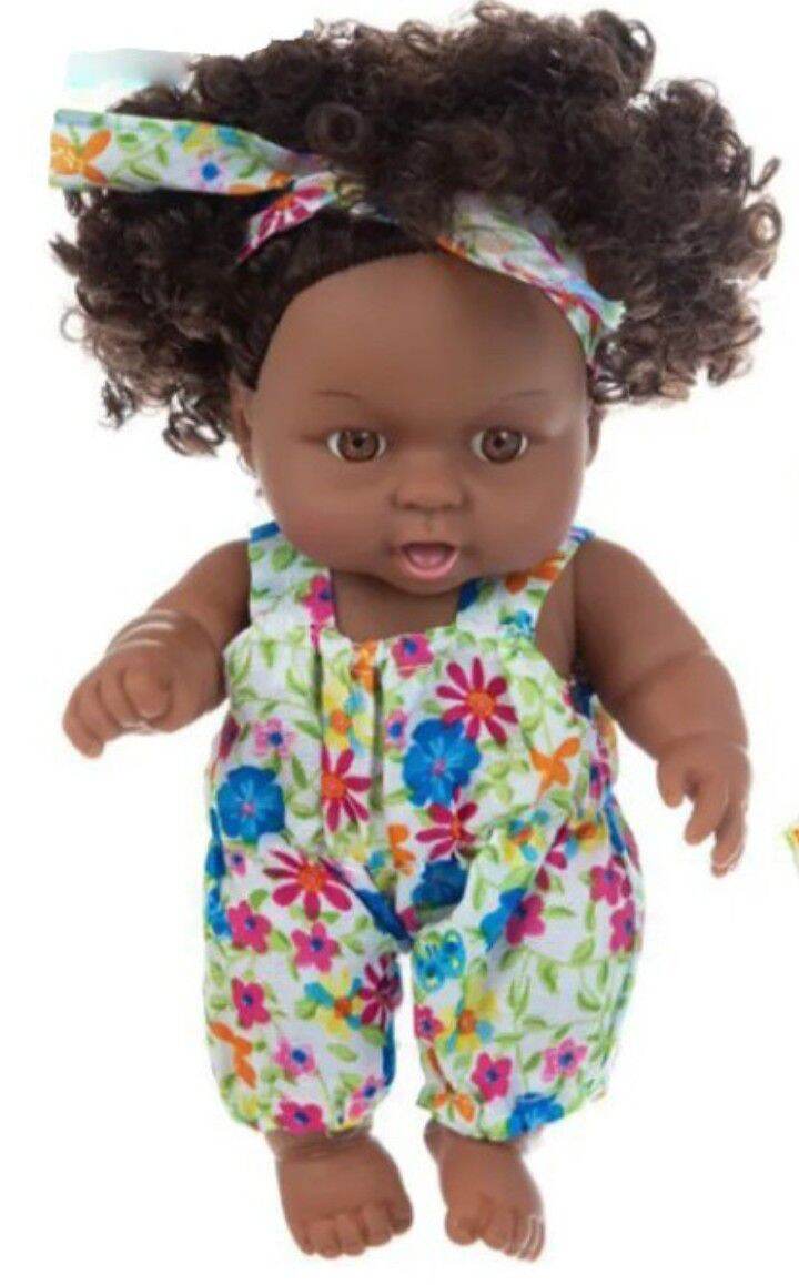 Mô hình đồ chơi Búp Bê "African doll" silicone 20cm cho Bé(Em Bé Búp Bê Châu Phi)