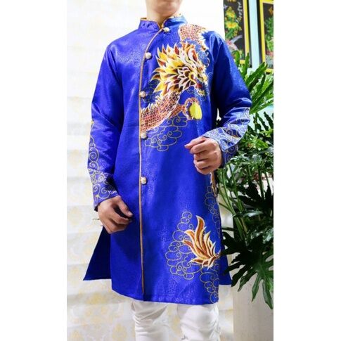 áo dài cách tân nam . vải gấm thương hải