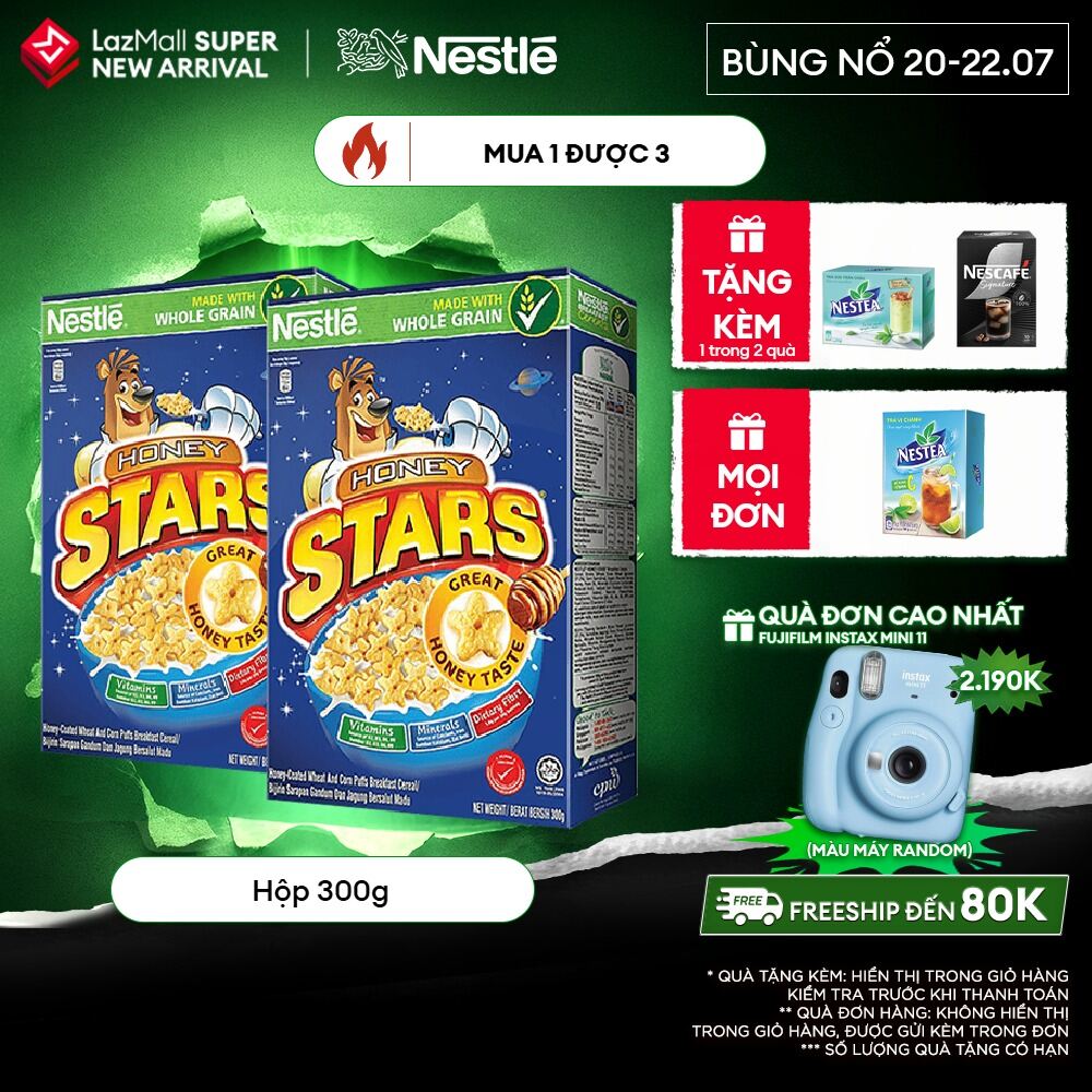 [FREESHIP TOÀN QUỐC] Combo 2 hộp Ngũ cốc ăn sáng HONEY STARS (Hộp 300g)