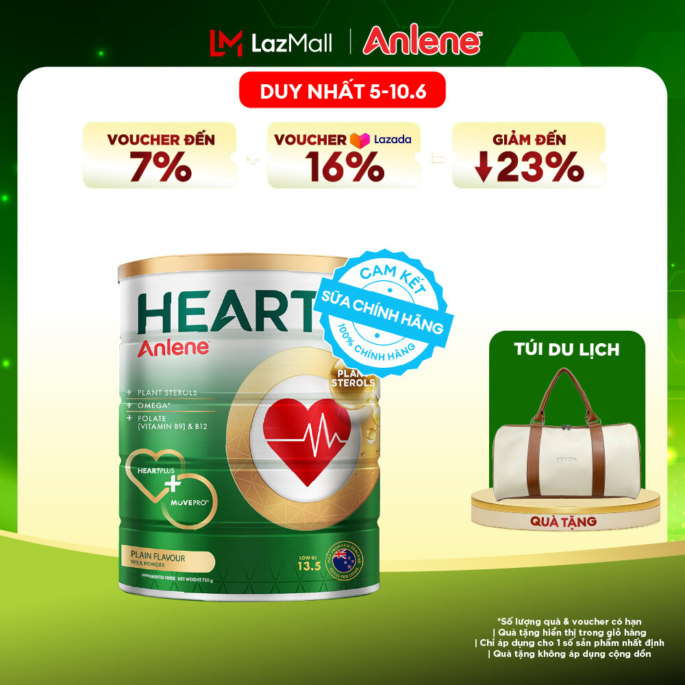 [Voucher giảm đến 26%]Sữa Bột Anlene Heart Plus Với Dưỡng Chất Chăm Sóc Sức Khỏe Tim Mạch Lon 750G
