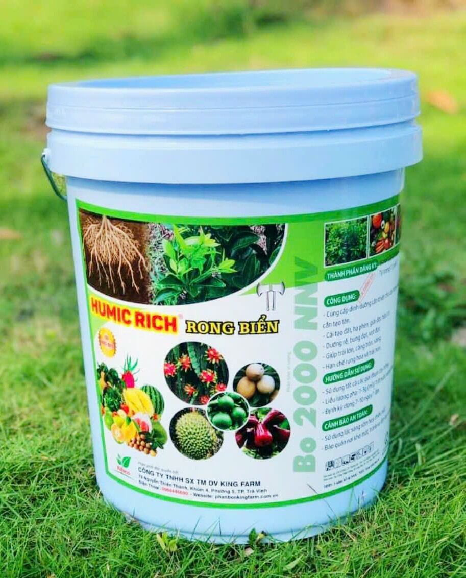 Phân bón humic rich - rong biển . xô 20kg sử dụng cho 7000 lít nước