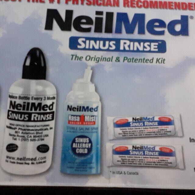 Combo 1 bình rửa mũi kèm 50 muối neilmed và xịt mũi