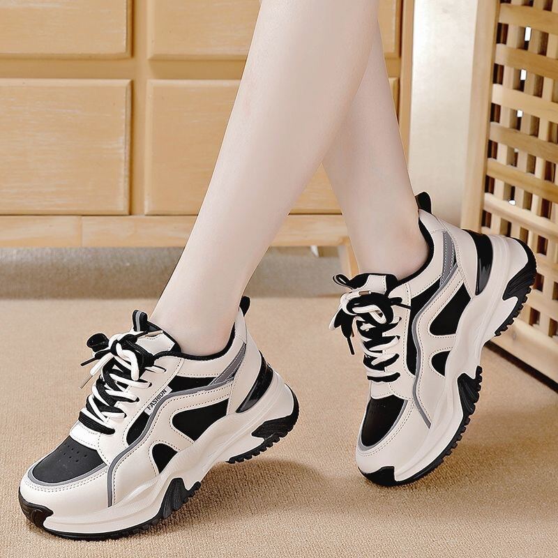 (Fullbox) Giày Sneaker Thể Thao nữ độn đế da cao cấp SanTa