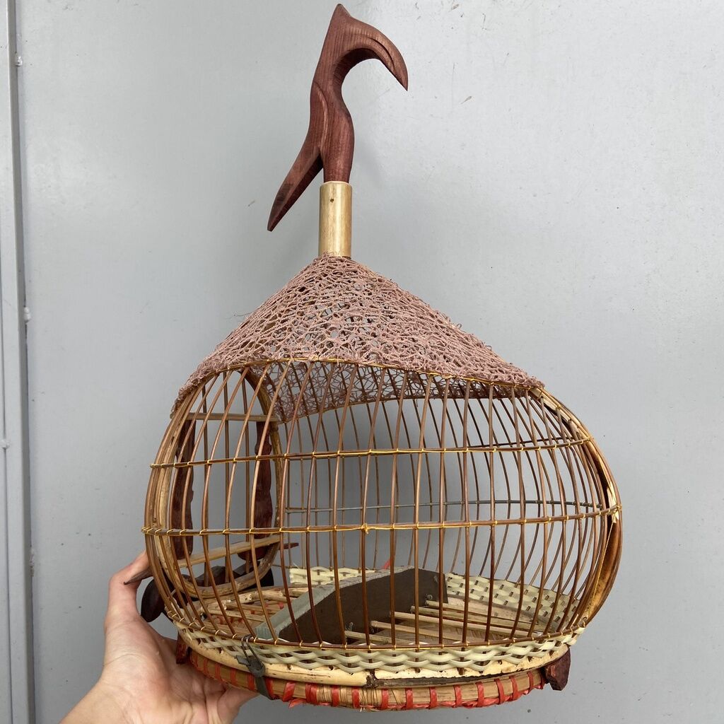 Lồng cu gáy Phuong169 ,Lồng nuôi chim cu gáy quả đào cửa rơi nóc chất liệu xơ dừa cao cấp