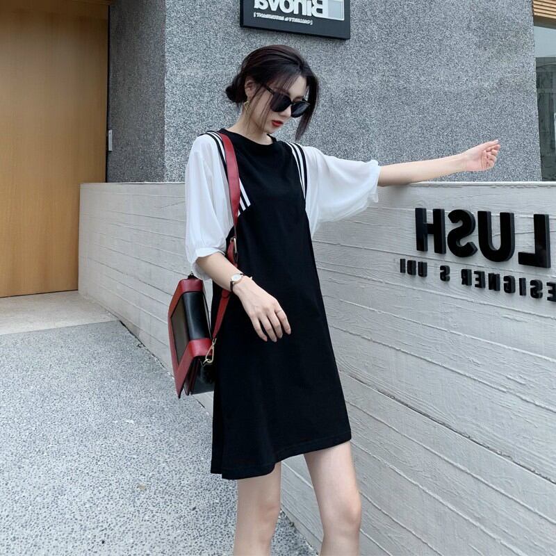đầm bigsize suông phối trắng