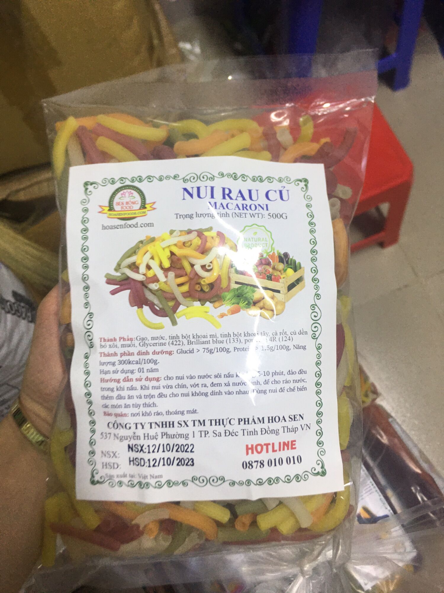 Nui ống rau củ 500g