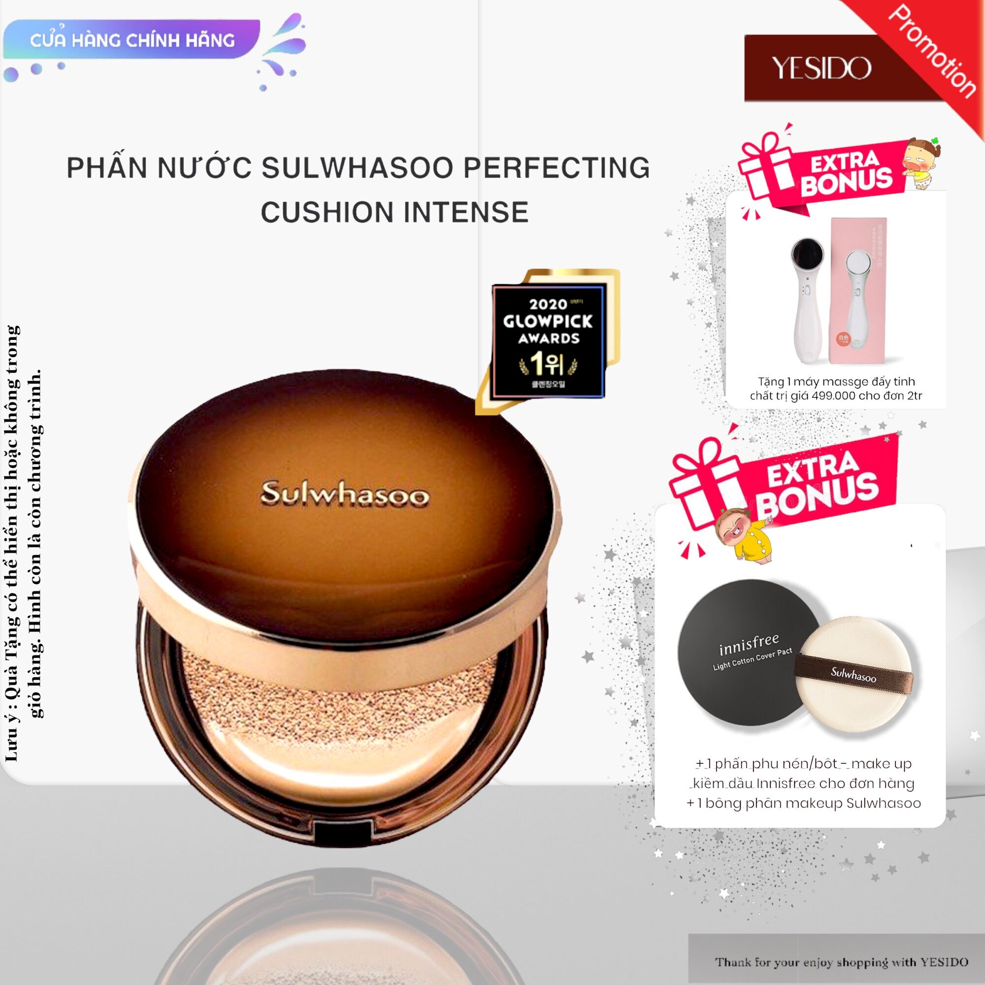 PHẤN NƯỚC TRANG ĐIỂM CHỐNG LÃO HÓA KÈM 1 LÕI THAY THẾ SULWHASOO PERFECTING  CUSHION INTENSE 15g x2  