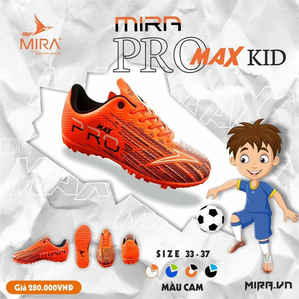 Giày bóng đá trẻ em mira kid chính hãng