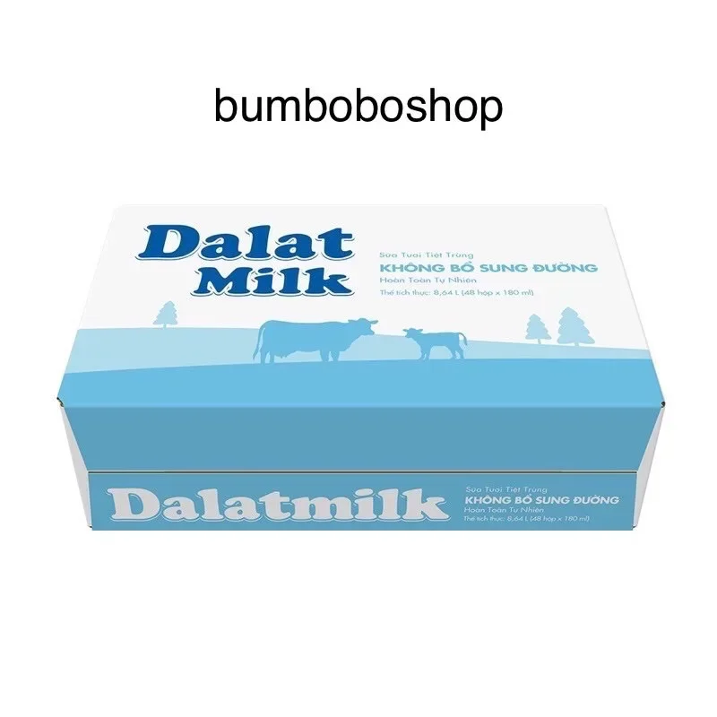 (CHỈ GIAO 4H) thùng 48 hộp sữa tươi DALAT MILK không đường (180ml/hộp)