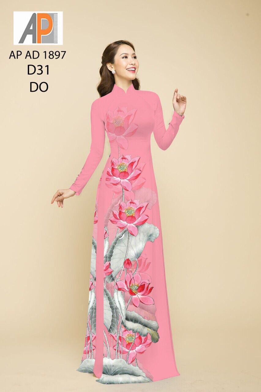 Vải áo dài in hoa sen