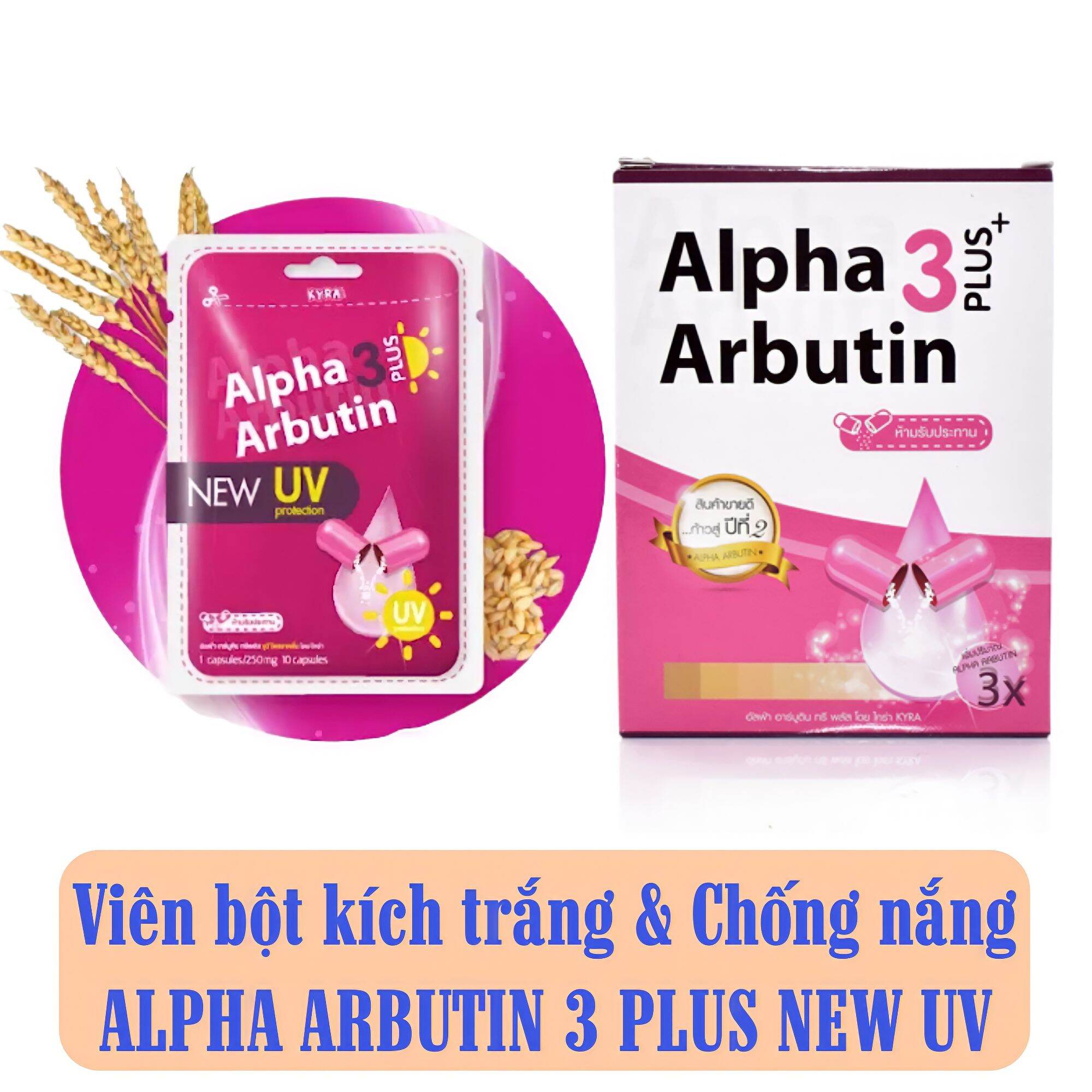 Viên bột kích trắng da alpha arbutin thailand