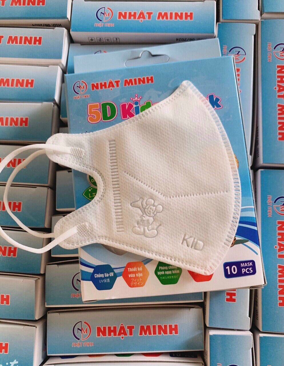 Hộp 10 chiếc Khẩu Trang trẻ em 5D Mask Kids size 0-5 tuổi , kháng khuẩn, chống tia UV