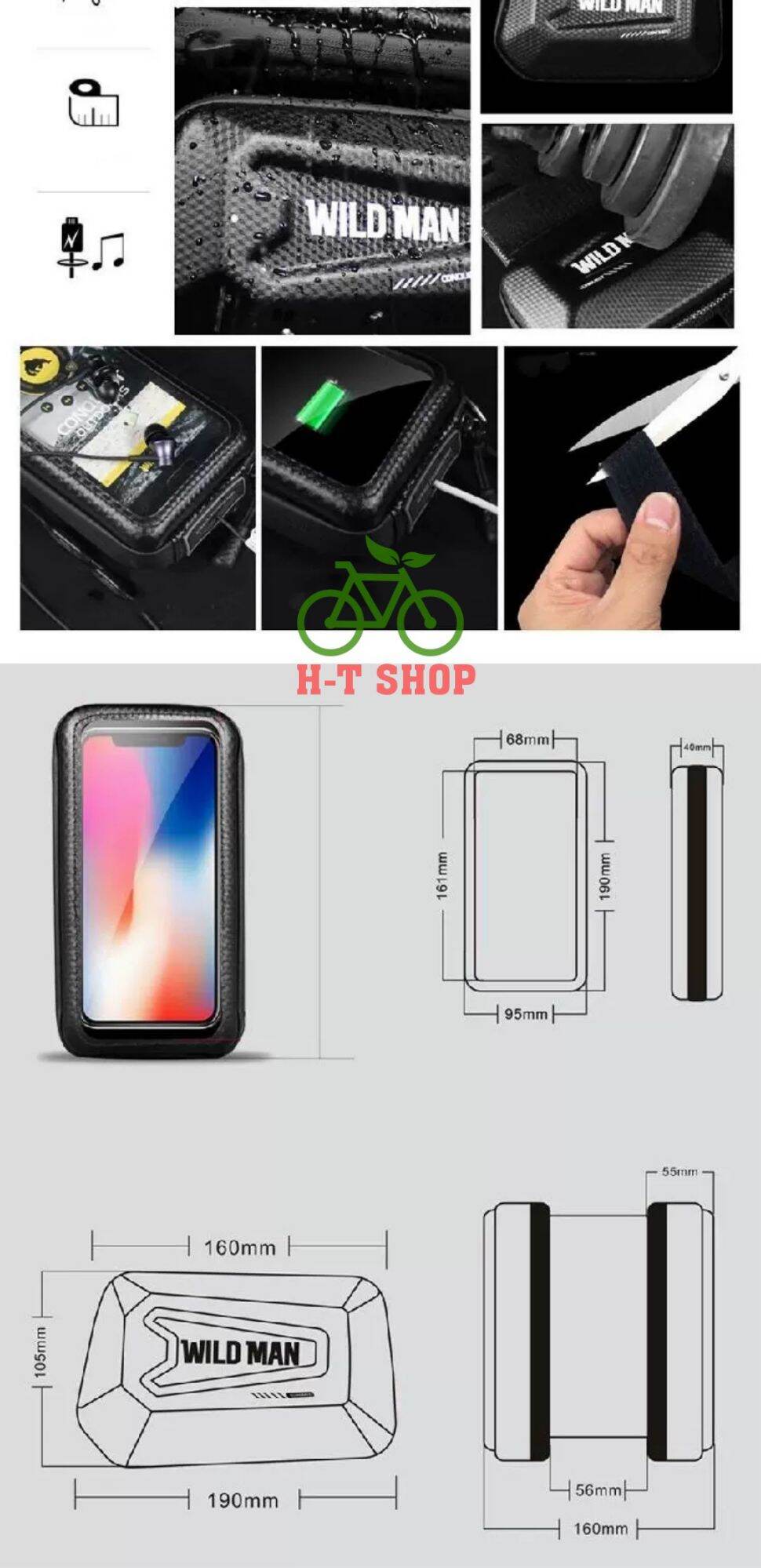 Túi đôi treo khung sườn hộp cứng xe đạp WILD MAN E6S