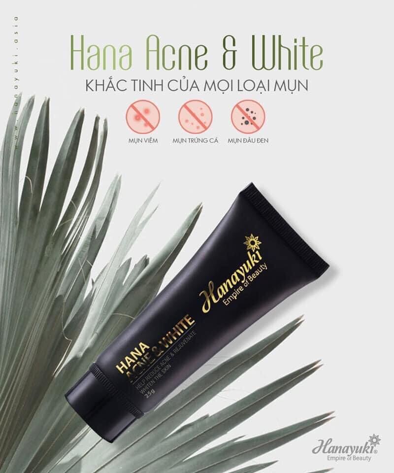 Kem Trị Mụn Hana Acne White 30G - Hanayuki Chính Hãng Date 2023 - Mờ Thâm Nhanh Lành Sẹo Trị Tất Cả Các Loại Mụn Trắng Da Phù Hợp Với Mọi Loại Da Ngay Cả Da Nhạy Cảm & Phụ Nữ Đang Mang Thai