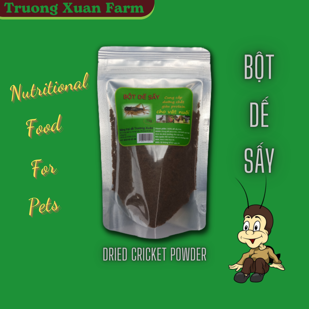 Bột dế sấy, dế sấy, dế sấy khô - thức ăn dinh dưỡng cho hamster, bò sát, nhím kiểng, rồng úc, chim, cá, gà,...