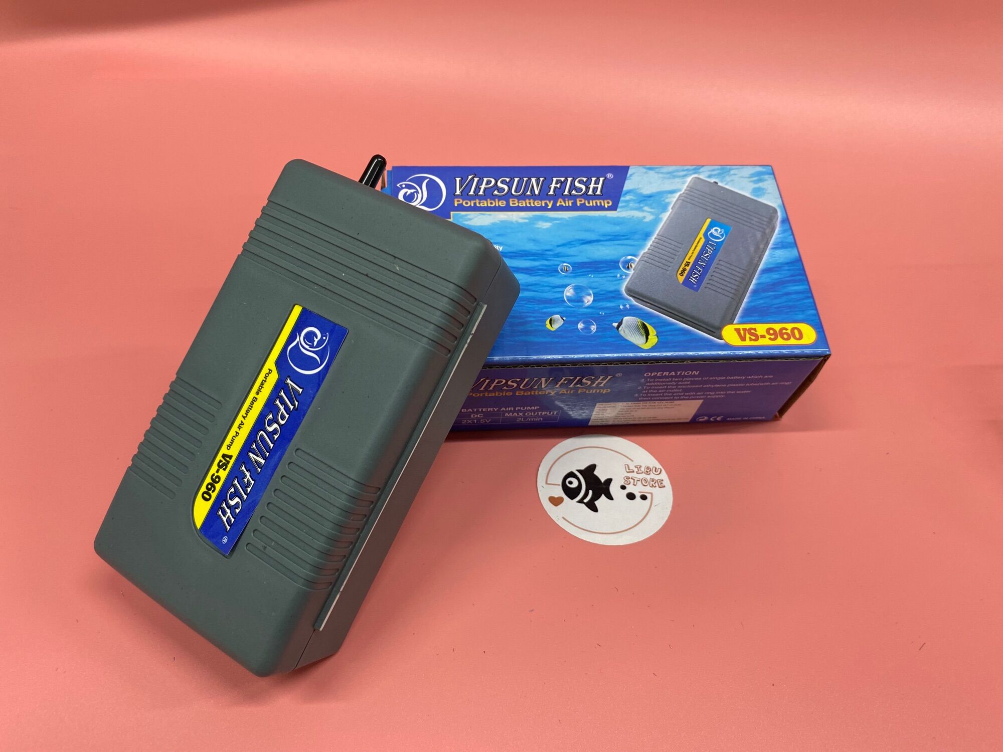 Máy sủi khí oxy chạy pin 1 vòi vs-960 + dây sủi + quả sủi cho hồ cá - không kèm pin